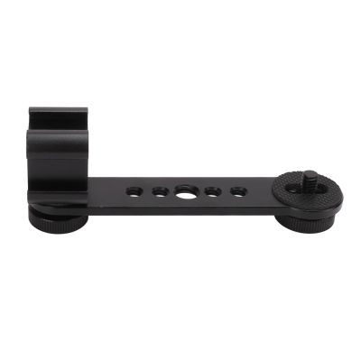 Triple Cold Shoe Mount Plate, Aluminium Alloy Microphone Stand Mount Adapter for Tripod Monopod Stabilizer,for Photography, Vlogs, Interviews (Black)