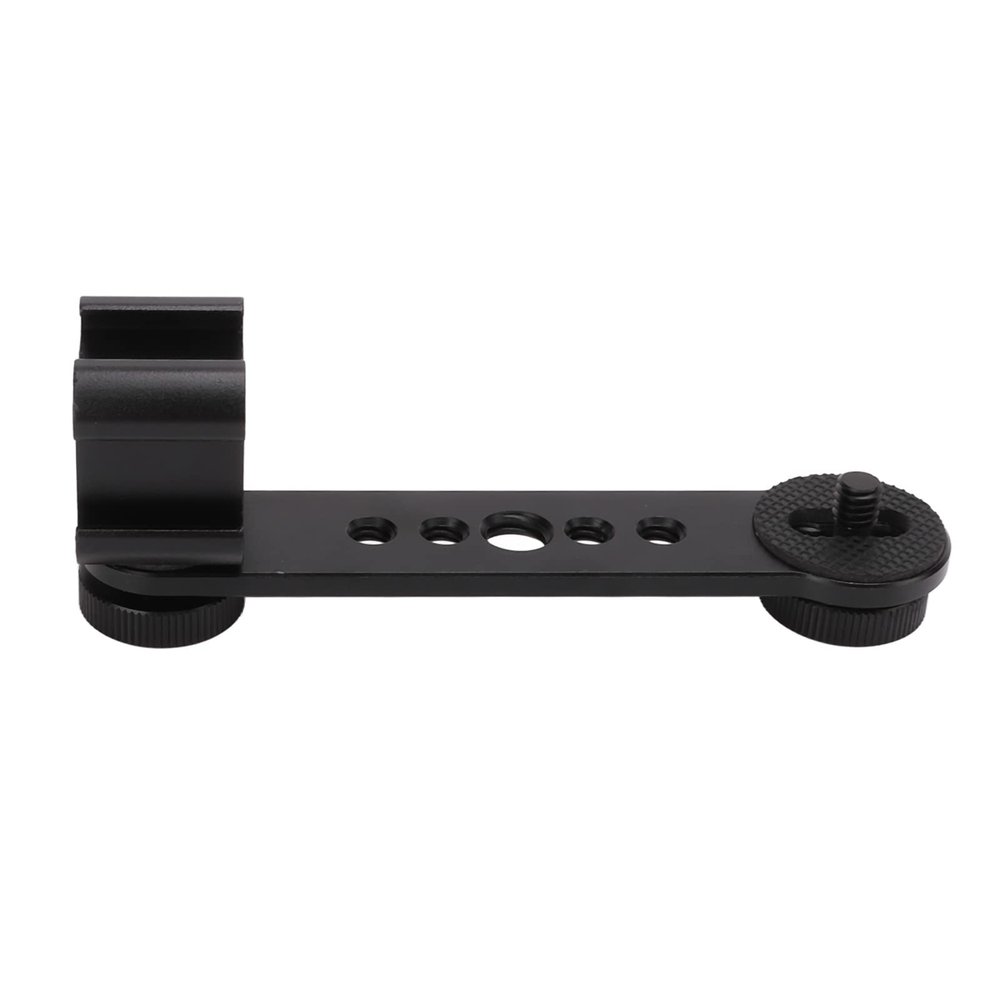 Triple Cold Shoe Mount Plate, Aluminium Alloy Microphone Stand Mount Adapter for Tripod Monopod Stabilizer,for Photography, Vlogs, Interviews (Black)