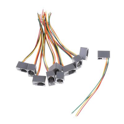DirectNine Basics 10 Pcs 616E 4P4C RJ11 Female Telephone Connector Adapter 4 Wires 8cm, WYC_DJFF_10114