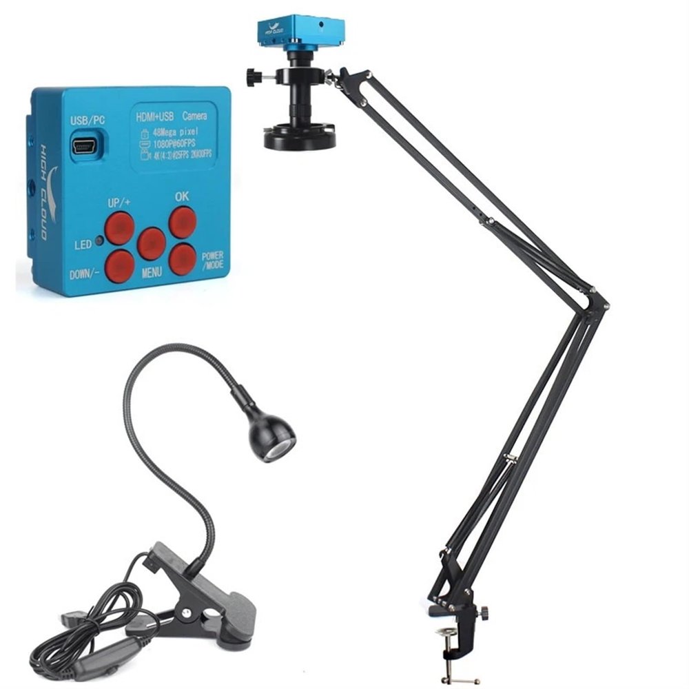 LIUZHENZHEN 48MP 4K HDMI USB Industrial Video Microscope Digital Microscope Camera 130X Zoom C Mount Lens for Phone Repair Soldering Tools(D Stand 510mm)