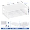 OPNICE Desk Organizers and Accessories, 2-Tier Computer Monitor Stand Riser with Drawer and 2 Pen Holders, Laptop Stand, Office Desk Accessories for Office Supplies, White view 3