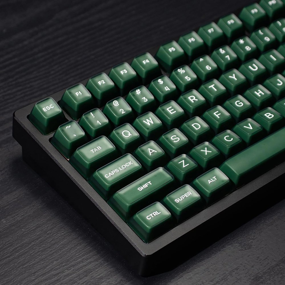 142 Keys PBT Doubleshot SA Keycaps Dark Green Translucent Keycaps Set Fit for 61/64/87/104/108 Cherry Mx Switches ISO ANSI Mechanical Keyboard