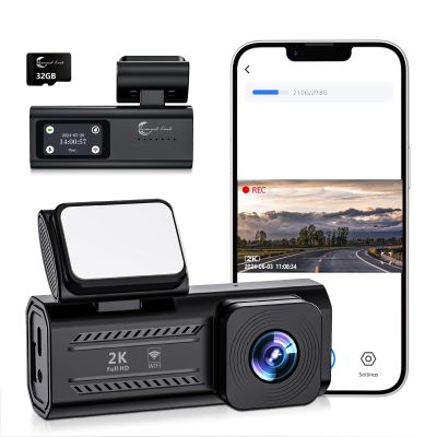 2K Front Dash Cam with WiFi, Diamond Lark 1440P Dash Camera for Cars with Free 32GB Card, Dashboard Dashcam, 1.47 LCD Screen, 170Wide Angle, 24H Parking Mode, Night Vision, Detachable Bracket