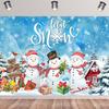 12x8ft Winter Christmas Backdrop Snowy Mountains Xmas Pine Tree Background Snowman Snowflake Gifts Home Wallpaper Decorations Photography Banner Family New Year Party Props Supplies view 2