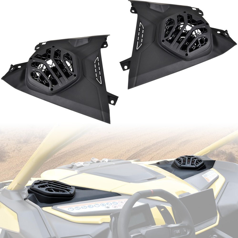 SAUTVS One Pair Front Dash Speaker Panels Waterproof Dustproof Front Dashboard Speaker Enclosures for Can Am Maverick R MAX X RS 2024+ Models Accessories