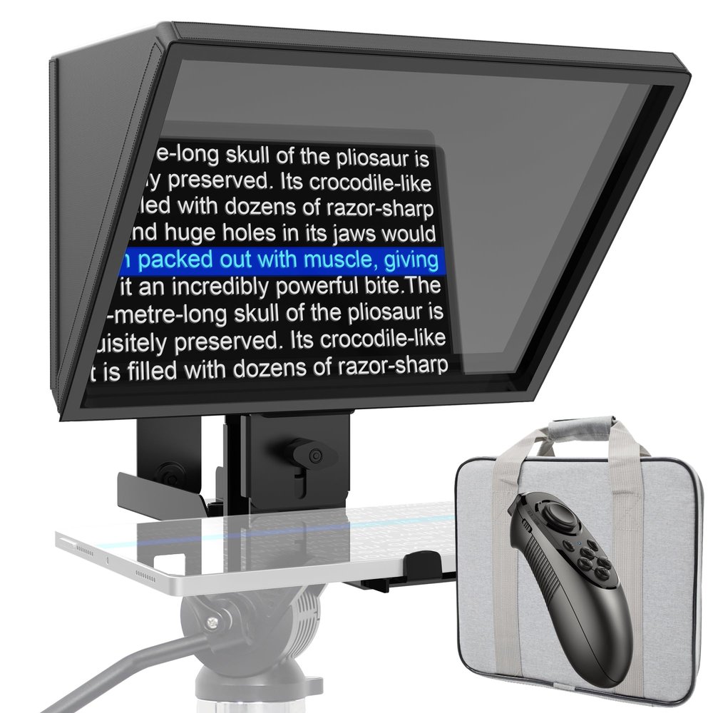GEIMRSY 14-inch Camera Teleprompter with Adjustable Glass Frame with HD Glass, Compatible with iPad 14-inch or Smaller, Aluminium Construction