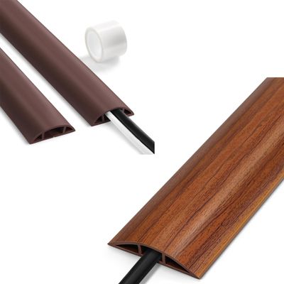 Floor Cable Cover 3ft Brown, LZEOY Cord Covers for Wires on Floor & Floor Cord Cover 4FT, Wood Brown Cord Hider Floor