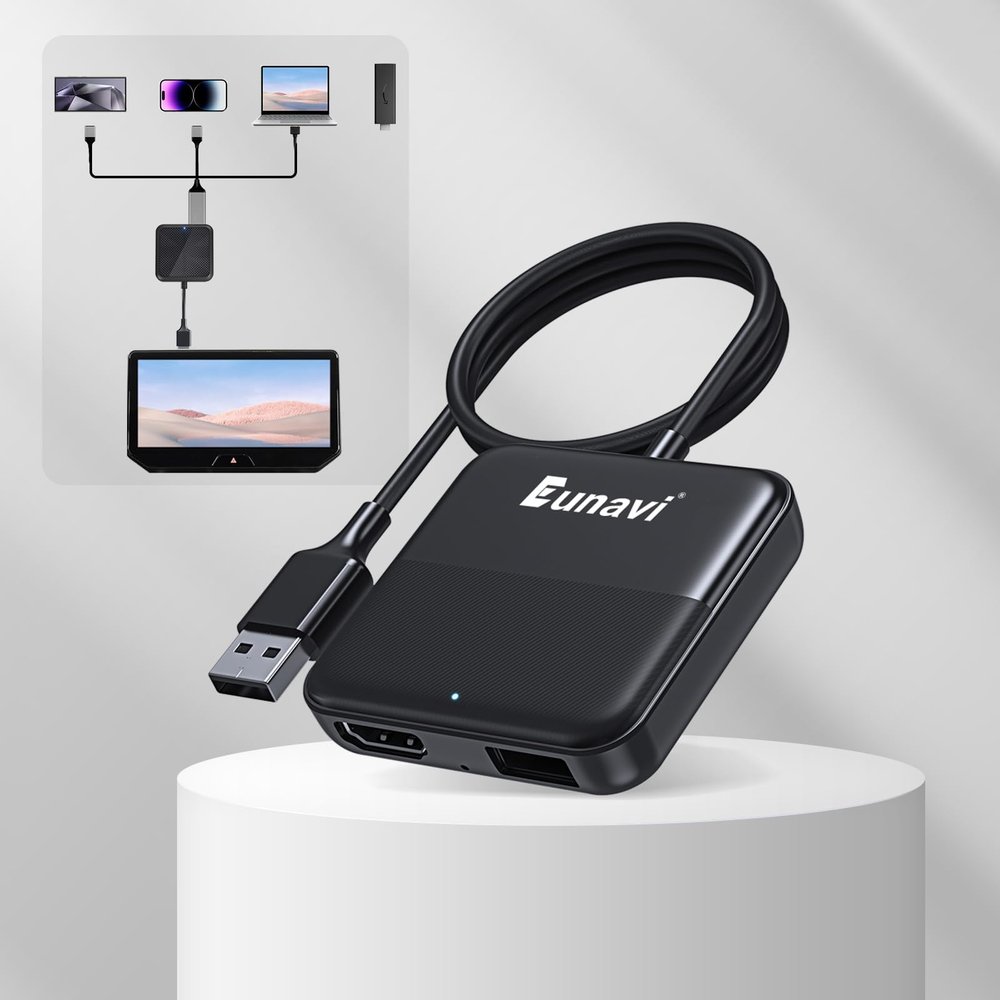 Eunavi Car TV Mate Car Streaming Device - HDMI to USB Converter for OEM CarPlay - Compatible with Fire TV Stick, SetTop Box, Switch, Computer, etc - Plug & Play