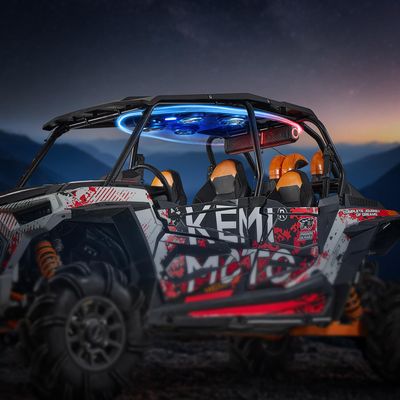KEMIMOTO XP4 1000 Audio Roof Compatible with Polaris RZR XP4 1000 (2014-2023), 500W Lightweight UTV Stereo System, IP66 Waterproof Bluetooth, Multicolor Lights, Midnight Party Mode