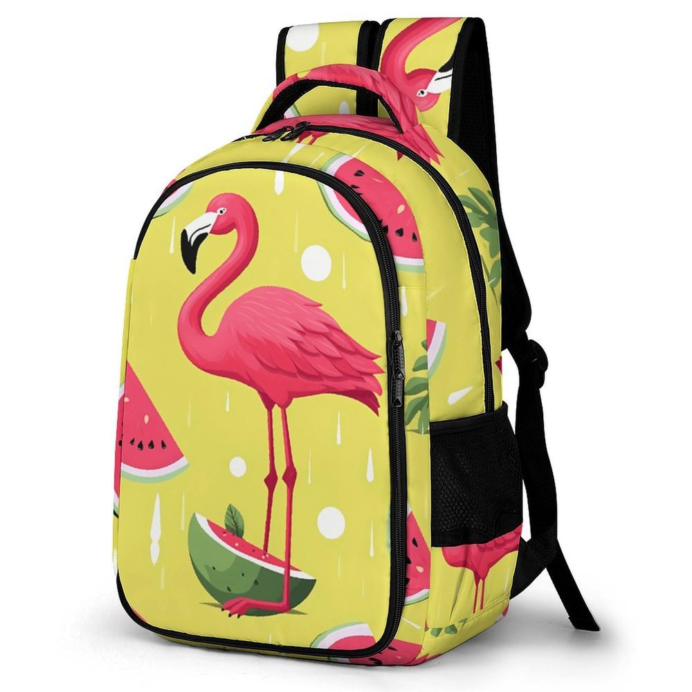VTCTOASY Laptop Backpack for Men Women Lightweight Backpack Pink Flamingo And Watermelon Daypack Rucksack with Compartment Laptop Bag
