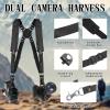 Bebaimis Camera Harness for 2 Cameras, Dual Shoulder Leather Camera Strap,Double Camera Harness for for Photographers,Camera Straps for DSLR/SLR Quick Release,Padded Straps,Black view 2