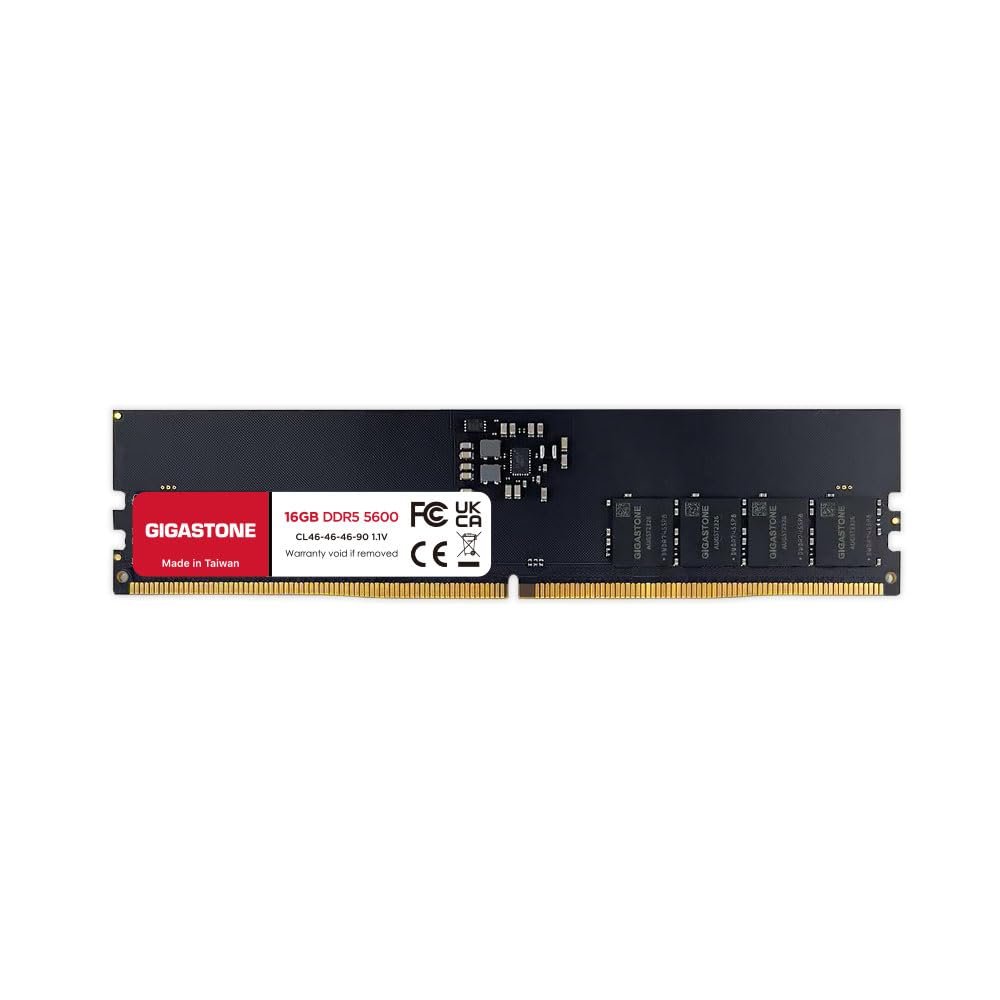 DDR5 RAM GIGASTONE 16GB DDR5 4800MHz PC5-38400 CL 40-40-40-77 1.1V UDIMM 288 Pin Unbuffered Non ECC High Performance PC Desktop Memory Upgrade