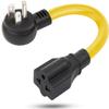 12AWG Right-Angle 15 Amp to 20 Amp Plug Adapter Cable, Heavy Duty Household AC Plug T Blade Power Extension Cord, for Nema 5-15P to 5-20R/ 6-15R/ 6-20R,15A 125V to 20A 250V Extension Cord, 1FT view 1