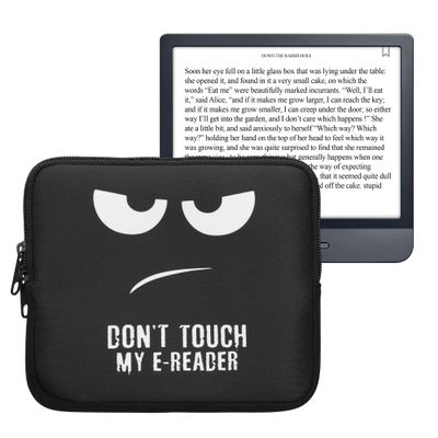 kwmobile Neoprene e-Reader Pouch Size 6,8-7" eReader - Universal eBook Sleeve Case with Zipper, Wrist Strap - White/Black