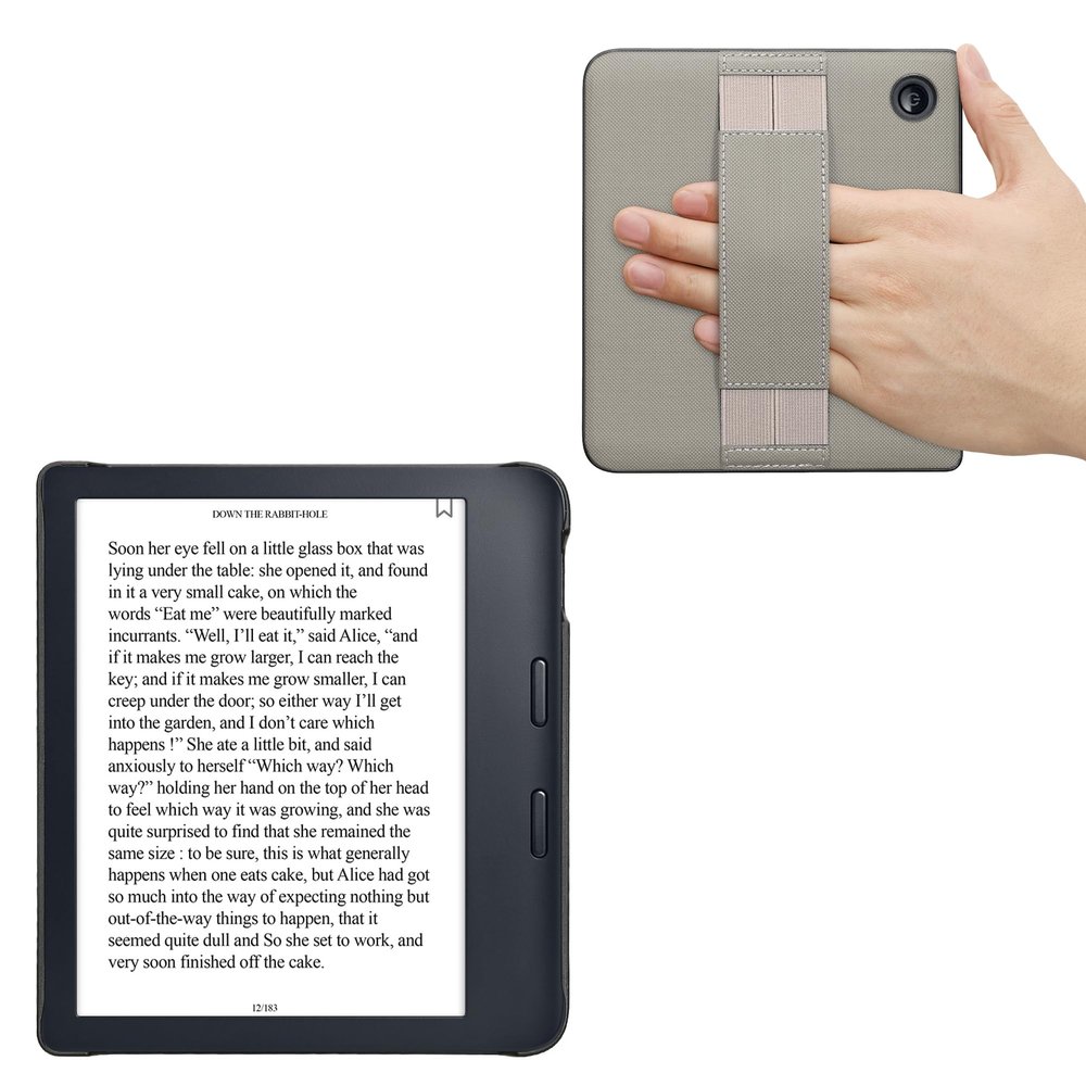 kwmobile eReader Case Compatible with Kobo Libra 2 Case - PU Leather Reading Device Protective Cover - Grey