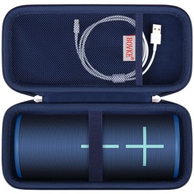 BOVKE Hard Carrying Case for Ultimate Ears MEGABOOM 4/3 Portable Waterproof Bluetooth Speaker, UE MEGABOOM 4 Travel Holder with Mesh Pocket for Charging Cables, Blue
