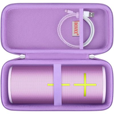 BOVKE Hard Carrying Case for Ultimate Ears MEGABOOM 4/3 Portable Waterproof Bluetooth Speaker, UE MEGABOOM 4 Travel Holder with Mesh Pocket for Charging Cables, Lilac
