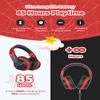iClever BTH12 Kids Bluetooth Headphones,Colorful LED Lights,74/85dBA Safe Volume,85H Playtime,Fast Charging,Bluetooth 5.2,Over Ear Kids Headphones Wireles for iPad/Tablet/Airplane,Black/Red view 4