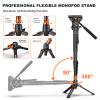 Professional Camera Monopod with Feet, 73.2 inch Aluminum Portable Travel Video Monopod with Removable Tripod Stand Base, Max Load 22 Lbs, New Q6 Fluid Head for DJI RS4 Manfrotto view 4