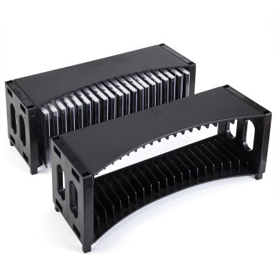 Alavisxf Stackable CD Storage Rack - 2 Pack ABS Organizer Holds 40 Slim CD Cases, Ideal for Home, Office, Music Room