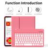kenke for iPad 11/10th Gen Case with Keyboard 11/10.9 inch 2025 A16/2022, Detachable Wireless Bluetooth Keyboard Case with Right Side Pencil Holder, Backlit White Square Keycaps (Pink view 2