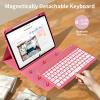 kenke for iPad 11/10th Gen Case with Keyboard 11/10.9 inch 2025 A16/2022, Detachable Wireless Bluetooth Keyboard Case with Right Side Pencil Holder, Backlit White Square Keycaps (Pink view 3