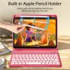 kenke for iPad 11/10th Gen Case with Keyboard 11/10.9 inch 2025 A16/2022, Detachable Wireless Bluetooth Keyboard Case with Right Side Pencil Holder, Backlit White Square Keycaps (Pink view 4