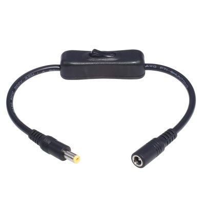 HOUNIIXIE DC5525/5521 Male to Female Adapter Cord Power On Off Switches Cable for Attendance Machine LED CCTV Security