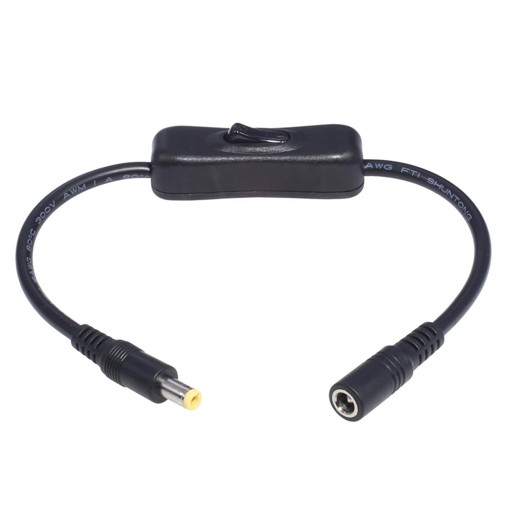 HOUNIIXIE DC5525/5521 Male to Female Adapter Cord Power On Off Switches Cable for Attendance Machine LED CCTV Security