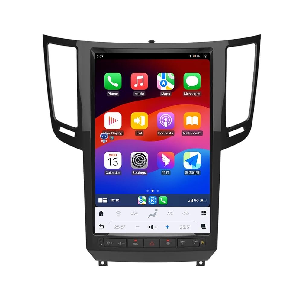 14.5" Car Radio for Infiniti QX70 2013-2019 Wireless CarPlay Android Auto Video Player OEM Functions, GPS Navigation Receiver Multimedia Player Tesla Style Tape Recorder Wireless carplay (8+256GB)