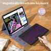 kenke for iPad 11/10th Gen Case with Keyboard 11/10.9 inch 2025 A16/2022, Detachable Wireless Bluetooth Keyboard Case with Left Side Pencil Holder, Backlit Black Square Keycaps (Purple) view 3