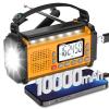 PRUNUS J-924 10000mAh/37000mWh Hand Crank Radio, AAA Batteries Powered Emergency Radio Solar, NOAA Weather Radio AM/FM/SW, USB Charging, Torch& Reading Light, SOS Alarm, Power Bank view 1