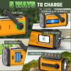 PRUNUS J-924 10000mAh/37000mWh Hand Crank Radio, AAA Batteries Powered Emergency Radio Solar, NOAA Weather Radio AM/FM/SW, USB Charging, Torch& Reading Light, SOS Alarm, Power Bank view 4