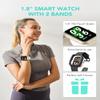 SKG Smart Watch for Women Men with 2 Bands, Alexa Built-in 1.8" Smartwatch (Answer/Make Call) 100+ Sports Fitness Watch with Heart Rate SpO2 Monitor IP68 Waterproof iOS Android Compatible view 2
