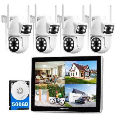 CAMCAMP Wireless Security Camera System with 10.1" Monitor, Dual Lens PTZ CCTV Camera Security System, 10CH Expandable 4K NVR,Auto Tracking, No Subscription for Outdoor Indoor, 5G & 2.4G WiFi