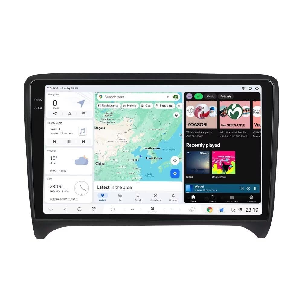 DUDUAUTO Android 13 Radio Stereo for Audi TT MK2 8J 2008-2014, Biorunn DUDU7 9.5 Inch 2K Dual Band GPS Wireless Car-Play Android Auto Navi Head Unit DSP AMP,8GB RAM 128GB ROM