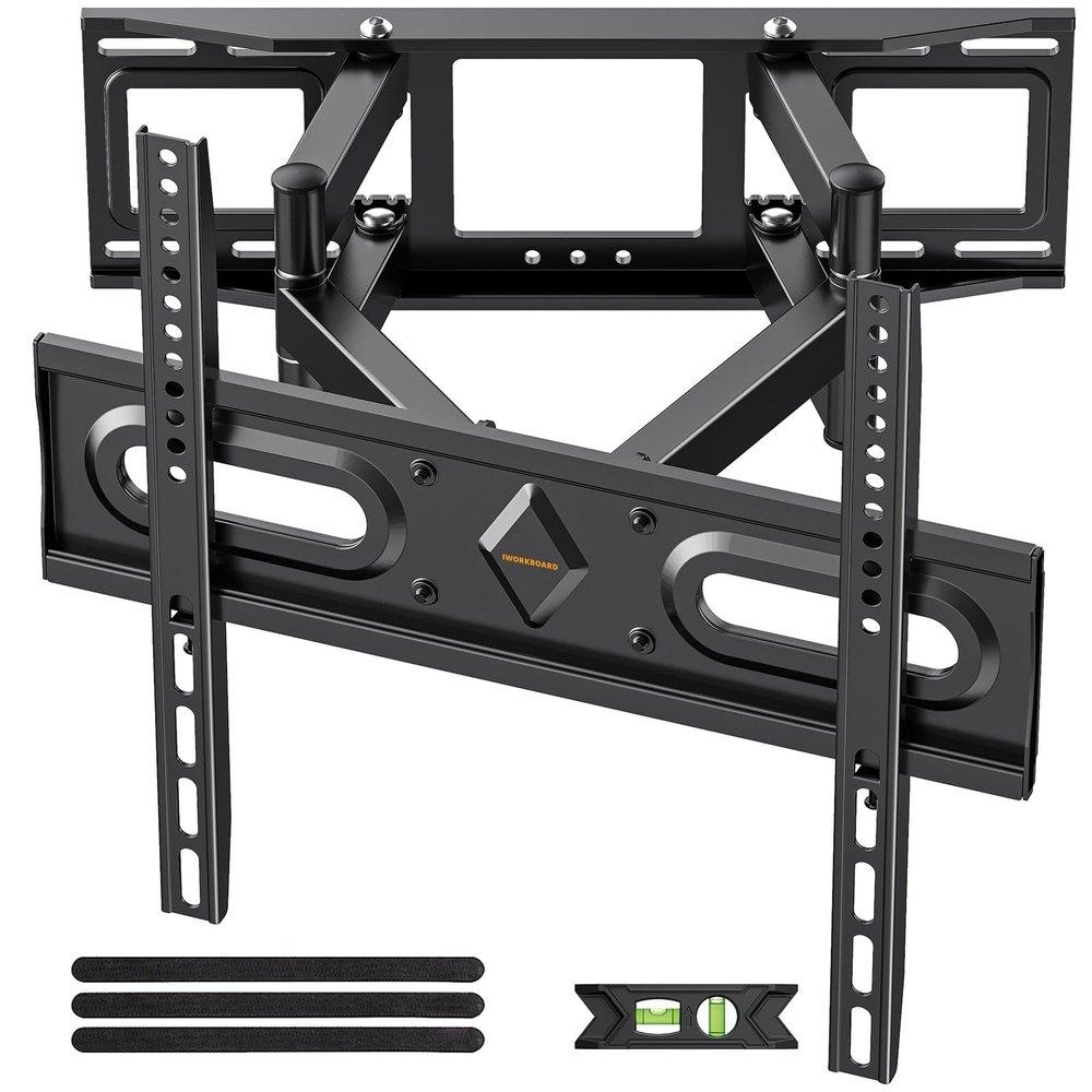 IWORKBOARD 50 55 65 inch Full Motion TV Wall Mount for 32-70 inch TV Bracket, Dual articulating Arms Mount, Tilt Swivel Extension Level, Max VESA 400x400mm, 16" Studs, 110 lbs,Fit Most 40 43 50+ TVs