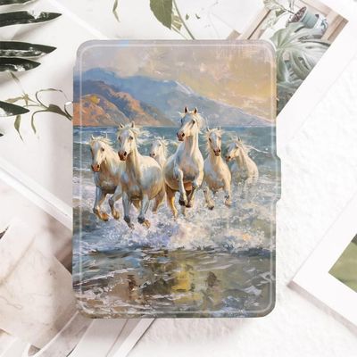 Case Compatible with Kindle 10Th Generation 2019 (Model:J9G29R), Smart Auto Wake Sleep Pu Leather Case Cover for Kindle 10Th 2019 Release-Running Horse