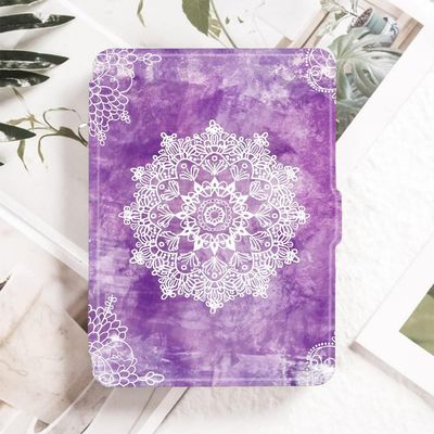Case Cover for Kindle Voyage (2014 Released) - Case with Safe Magnetic Closure and Auto Sleep/Wake Function-Purple Mandala Pattern