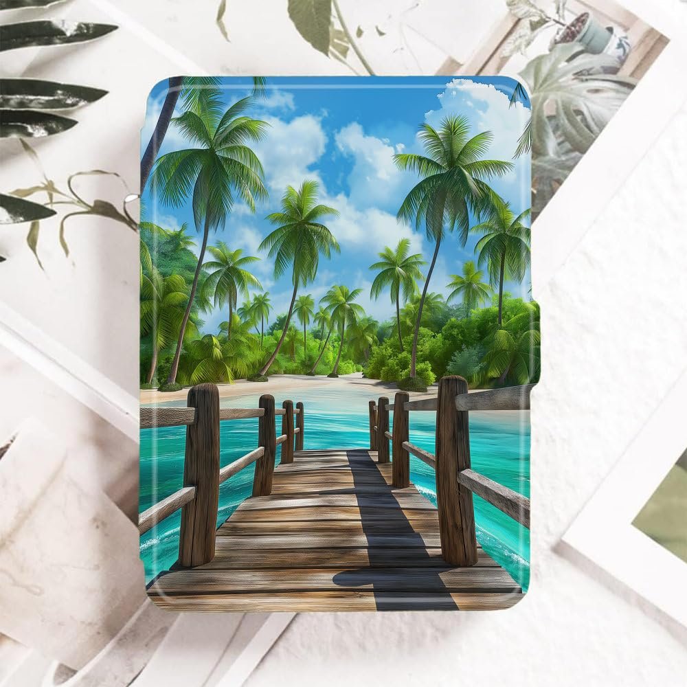 Cover for Kindle 8Th Gen 2016 Model No.Sy69Jl, Auto Sleep/Wake Case for Kindle E-Reader 6" Display 2016 E-Reader Protective Cover-Natural Hawaiian Beach
