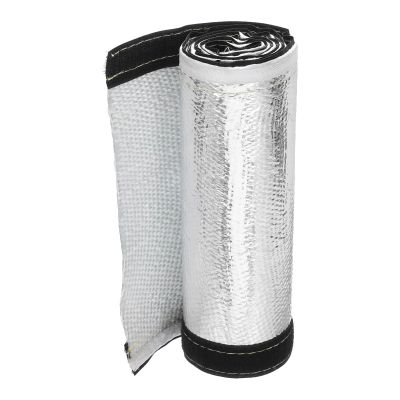 MECCANIXITY 1.5mm Heat Shroud Aluminized Sleeving 2 1/5" ID x 3.2FT Aluminum Metallic Fiberglass Heat Shroud for Fuel Lines Cables Electrical Wiring