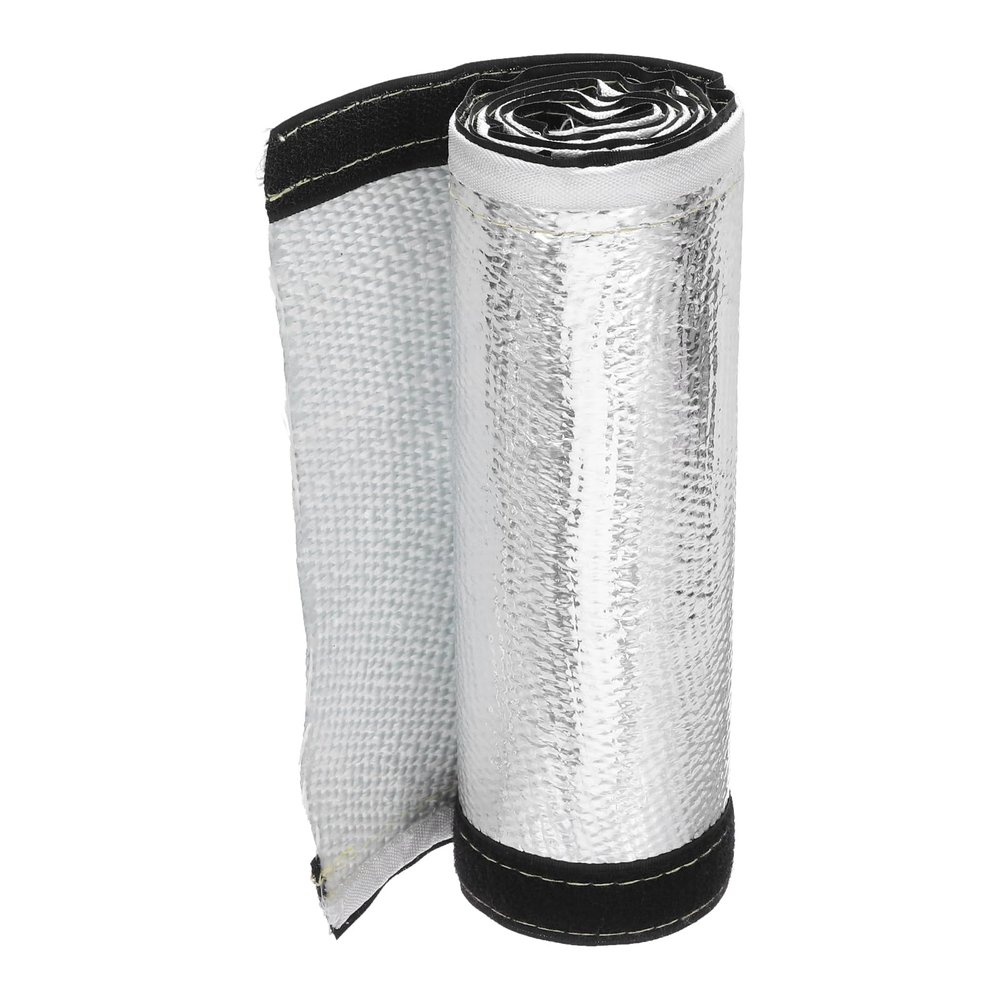MECCANIXITY 1.5mm Heat Shroud Aluminized Sleeving 2 1/5" ID x 3.2FT Aluminum Metallic Fiberglass Heat Shroud for Fuel Lines Cables Electrical Wiring