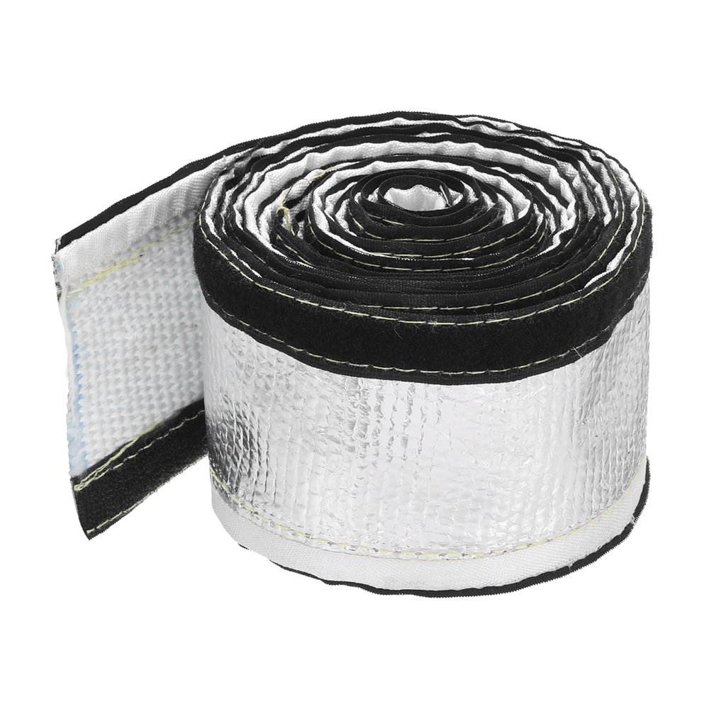 MECCANIXITY 1.5mm Heat Shroud Aluminized Sleeving 9/16" ID x 10FT Aluminum Metallic Fiberglass Heat Shroud for Fuel Lines Cables Electrical Wiring