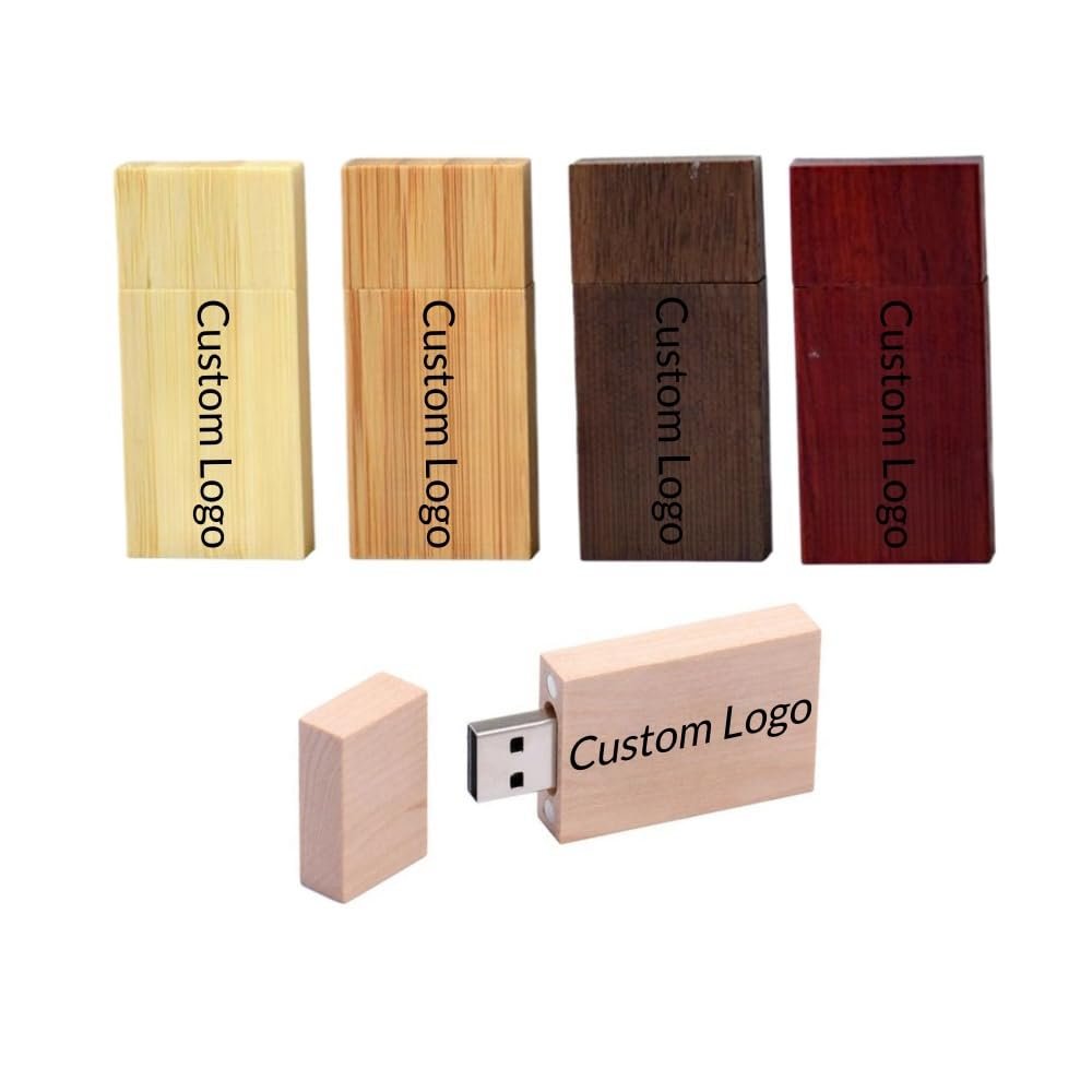 5pcs 128GB Wooden USB Flash Drive Custom Logo for Photography/Music Club, Customized Walnut Wood USB 2.0 Thumb Drives Memory Stick Wedding Gift, Personalized Logo Gift for Company/Chritmas(128, GB)