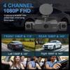 AFYWO 4 Channel Dash Cam, Front and Rear, 360 Dash Camera for Cars, 1080P FHD x4, Front 2K+1080P*2 Inside Camera, Built-in WiFi, GPS, Night Vision, 24/7 Recording Parking Mode Monitor, Free 64G Card view 3