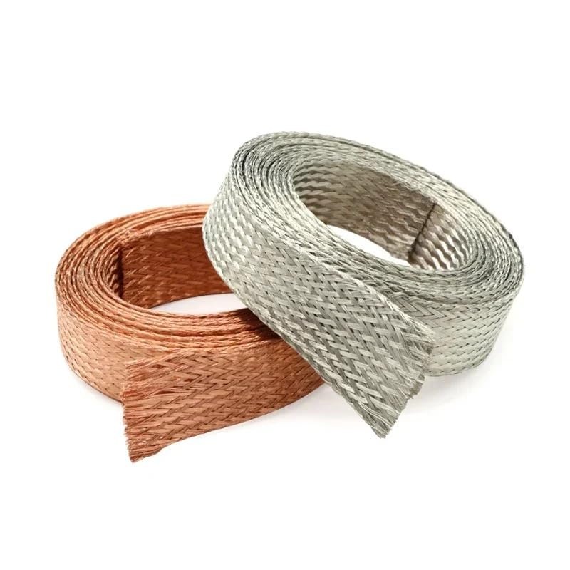 1/5M Copper Braided Sleeve Tinned Plating 2 4 6 8 10 12 14 16 18 20 25 28mm Expandable Metal Sheath Screening Signal Wire Cable(Tinned Copper,Width 14MM_1 Meter)