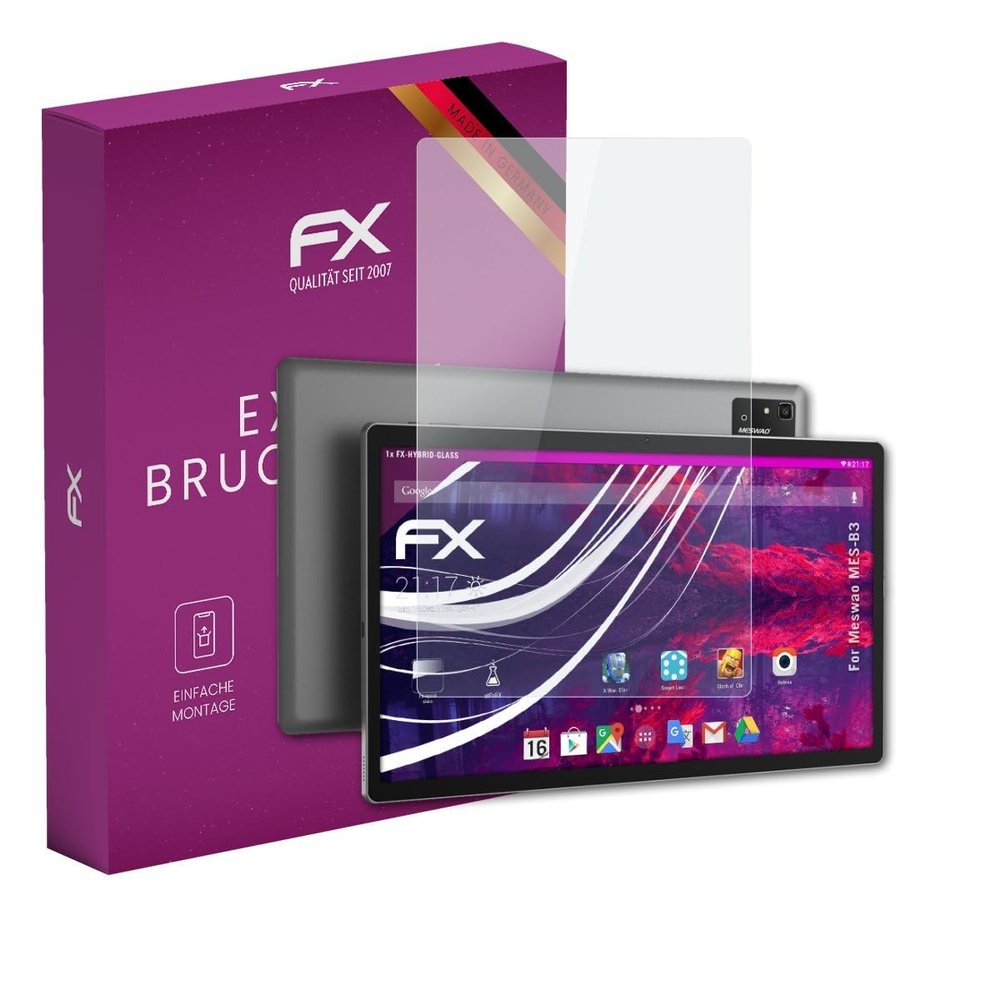 atFoliX Plastic Glass Protective Film compatible with Meswao MES-B3, 9H Hybrid-Glass FX Screen Protector