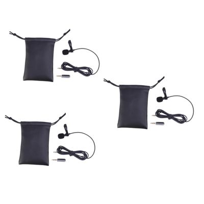 ARTIBETTER 3pcs Lavalier Lapel Microphone Plated Plug for Interviews Video Conferencing Podcasting and Voice Dictation Compact Wired Clip Omnidirectional Mic for Computer and Laptop Recording