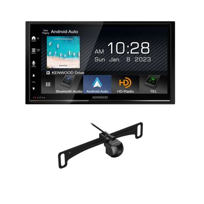 KENWOOD DMX709S eXcelon 6.95-Inch Capacitive Touch Screen, Car Stereo, CarPlay and Android Auto, Bluetooth | Plus KENWOOD CMOS-240U Universal Backup Camera