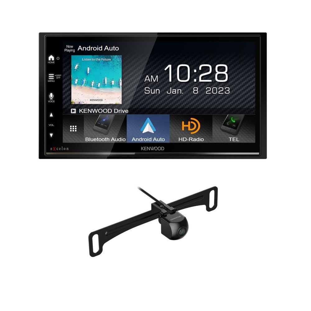 KENWOOD DMX709S eXcelon 6.95-Inch Capacitive Touch Screen, Car Stereo, CarPlay and Android Auto, Bluetooth | Plus KENWOOD CMOS-240U Universal Backup Camera